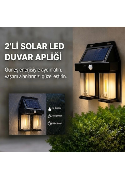 2& 39 Li Solar Güneş Enerjili Led Duvar Apliği, Hareket Sensörlü, Şarjlı, Kablosuz Dış Mekân Bahçe Ve Kapı Lambası Bx40