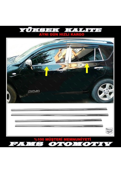 Toyota Uyumlu Rav4 Krom Cam Çıtası 4 Prç P.Çelik 2005-2012 Arası