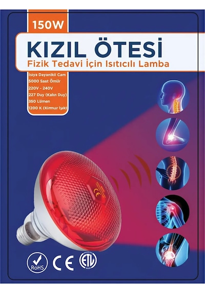 150w Kızılötesi İnfrared Isıtıcılı Fizik Tedavi Lambası Kırmızı Işık E27 Kalın Duy
