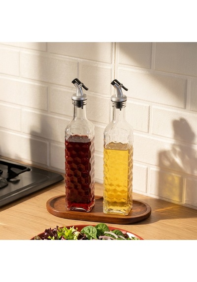 Porsima Dhz90116-1 2li Sızdırmaz Kapaklı Cam Yağlık Sirkelik Yağdanlık 500ml