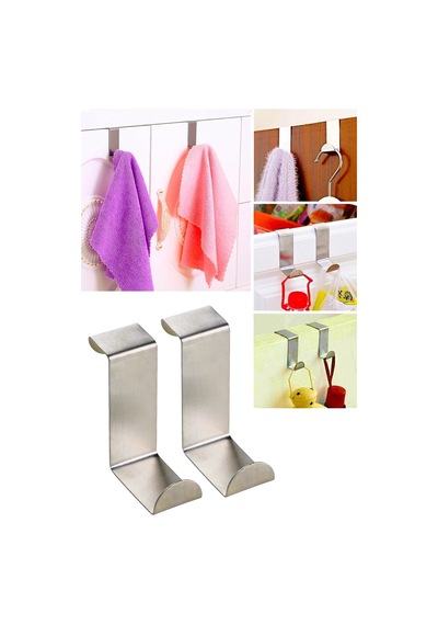 Pratik Kullanımlı Kapı Arkası Metal Askılar 2 Adet Metal Gümüş Diğer