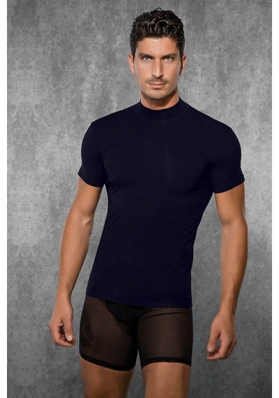 Doreanse Erkek Modal Boğazlı Yaka Kısa Kol T Shirt 2730 Lacivert 001