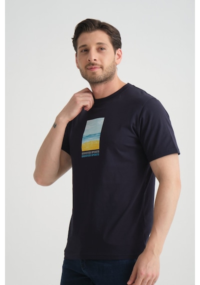 Shooter Sportwear Shooter Erkek T-shirt %100 Pamuk Minimalist Tasarım Regular Kalıp Baskılı Lacivert