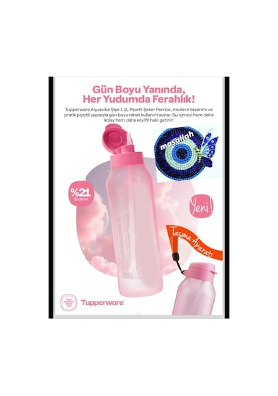 Aquavibe Şişe 1.2 Litre Pipetli Gizemli Yeşil Pembe