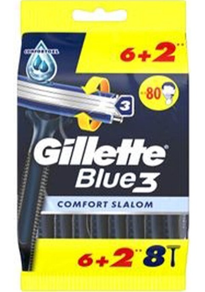 3 Adet Gillette Blue3 Tıraş Bıçağı 6+2 Comfort Slalom