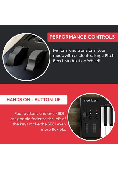 Se61 Usb Mıdı Controller Klavye, Nektar Daw Entegrasyonlu, Siyah, 61 Tuş