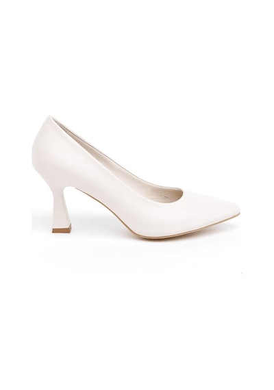 Derinet Hakiki Deri Kadın Stiletto Bej Bej