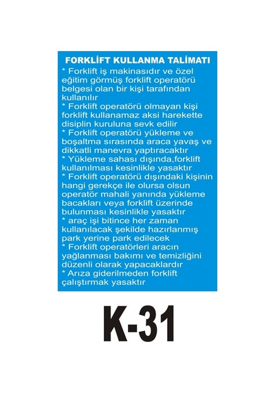 Pvc Dekota Uyarı - Ikaz Levhası Forklift Kullanma Talimatı (258832785)