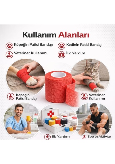 Tr Sarı Elastik Bandaj Çok Amaçlı Spor Ve Veteriner Bandajı, Esnek Destek Sargısı, Bilek Diz Ayak Ve Kas Koru