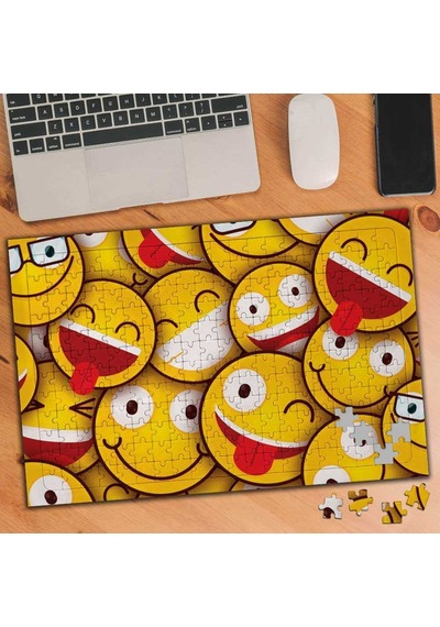 Emoji Gülen Surat İfadeleri 240 Parça Puzzle Yapboz-13731448