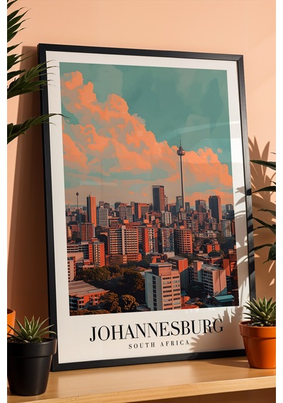 Johannesburg South Africa Vintage Seyahat Posteri Çerçeveli Tablo - Premium City Elit Duvar Dekoru Siyah Johannesburg South Africa Vintage Seyahat Posteri Çerçeveli Tablo - Premium City Elit Duvar Dekoru Siyah
