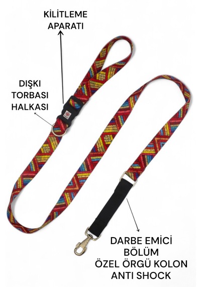 Caramelos Köpek Gezdirme Tasması, Bağlama Kilitli, Shock 7 Kırmızı Standart