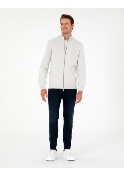 Pierre Cardin Erkek Açık Gri Melanj Hırka Triko 50296442-vr091 Açık Gri Melanj