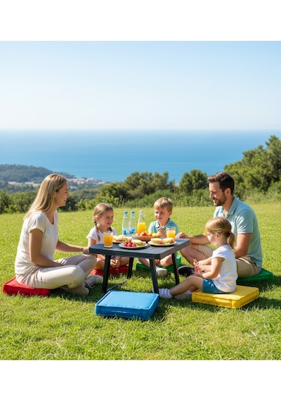 Ekstra Dayanıklı Katlanır Piknik Masası - 44x58 Cm Kaliteli Plastik Balkon Ve Bahçe Sehpası Siyah