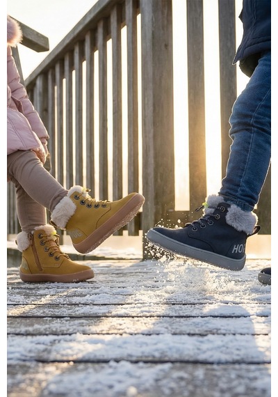 Hopfrög Furry Boots Lacivert Nubuk Barefoot Çocuk Botu Lacivert