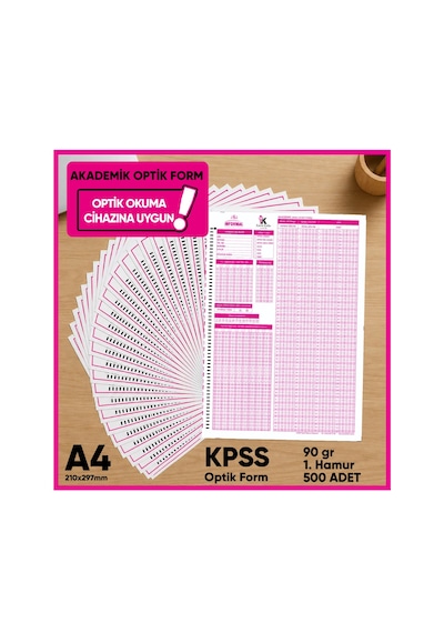 Kpss Deneme Sınavları İçin 500 Adet 90.gr Akademik Optik Form - Optik Okuma Uyumlu