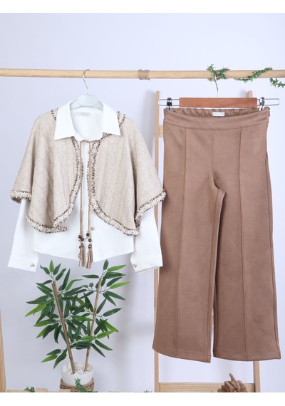 Xo Kids Bej Püsküllü Pançolu Gömlekli Ve Bol Paça Pantolonlu 3lü Kız Çocuk Takım 8-14 Yaş 4430 Ekru Xo Kids Bej Püsküllü Pançolu Gömlekli Ve Bol Paça Pantolonlu 3lü Kız Çocuk Takım 8-14 Yaş 4430 Ekru