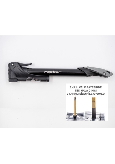 Raptor M21b-02 Akıllı Valf Presta Ve Oto Sibop Uyumlu Pompa Siyah