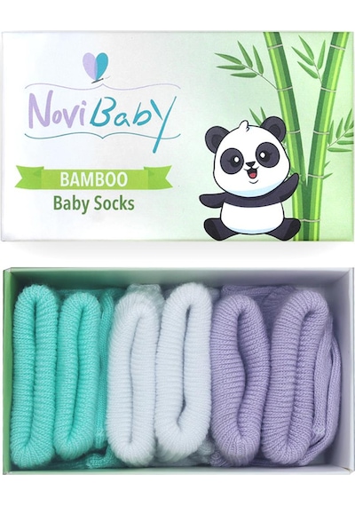 Novibaby 3'lü Bambu Yenidoğan Bebek Çorabı I Trendy I 0-6 ay "Karışık Renkli"