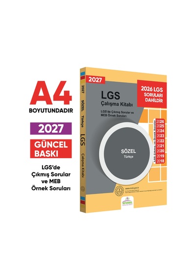 2027 LGS 8.Sınıf Çıkmış ve MEB Örnek Sorular Türkçe-Tarih-Din-İng SÖZEL Çalışma Kitabı 2li Kitap SET