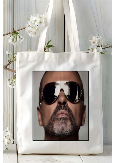 Art Hediye George Michael Baskılı Bez Çanta Omuz Çantası Kişiye Özel Desen 2 Çok Renkli