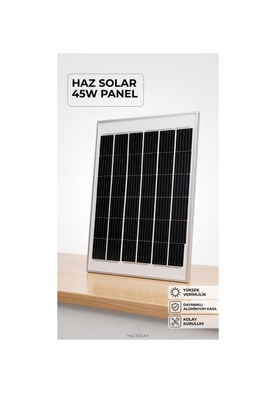 Haz Solar 45w Güneş Paneli Solar Panel Karavan Kamp Tekne Akü Şarj Bağ Evi Güneş Enerjisi