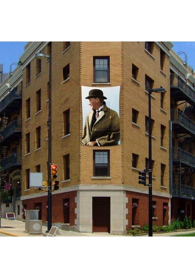 Sivil Şapkalı Mustafa Kemal Atatürk Poster Dış Cephe Bayrağı - 2x3 Metre 1