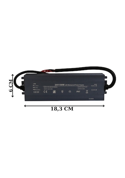 HazarLed 24 Volt 6,3 Amper Ip67 Su Geçirmez Dış Cephe Led Adaptör 150 Watt