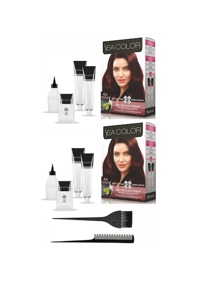 Sea Color Boya 4.6 Kestane Kızılı 2 Adet+Boya Tarağı+Fırça