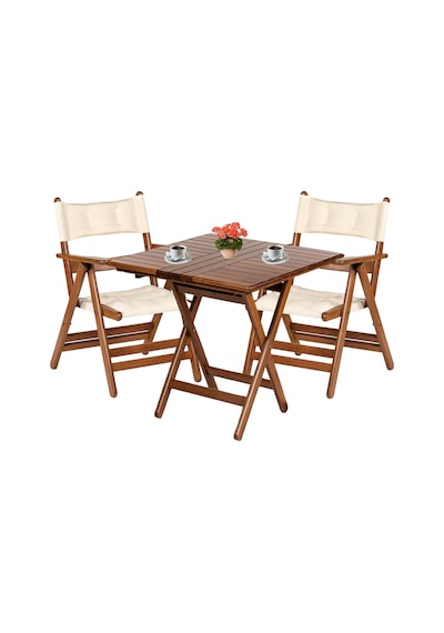 Marmaris Minderli Ahşap Bahçe Balkon Seti: 60X60 Masa +2 Sandalye Beyaz Marmaris Minderli Ahşap Bahçe Balkon Seti: 60X60 Masa +2 Sandalye Beyaz