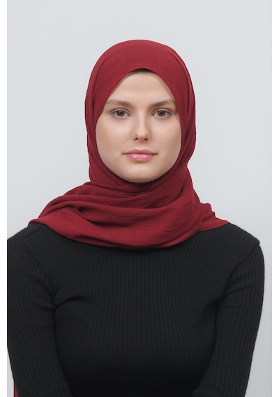 Altobeh Kadın Pratik Kırışık Krinkıl Mira Tesettür Şal - Koyu Bordo