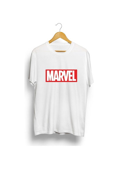 Startmore Unisex Beyaz Oversize Marvel Baskılı T-shirt Beyaz