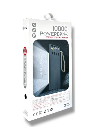 Arz-002 Powerbank Taşınabilir Hızlı Şarj Cihazı Siyah 10000 Mah Diğer