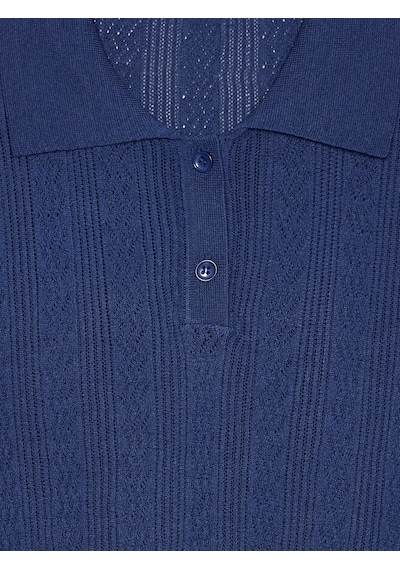 Dilvin 10781 Polo Yaka Triko Bluz-lacivert