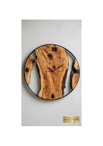 Niş Tasarım 48 Cm El Yapımı Doğal Zeytin Ağacı Epoksi Detaylı Dekoratif Duvar Saati Modern & Artizan Tasarım Kahverengi Niş Tasarım 48 Cm El Yapımı Doğal Zeytin Ağacı Epoksi Detaylı Dekoratif Duvar Saati Modern & Artizan Tasarım Kahverengi
