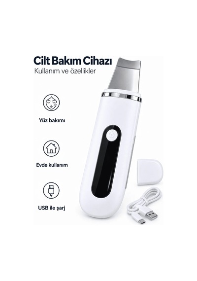 Lb Usb Şarjlı Metal Spatula Uçlu Beyaz Yüz Ve Cilt Bakım Cihazı