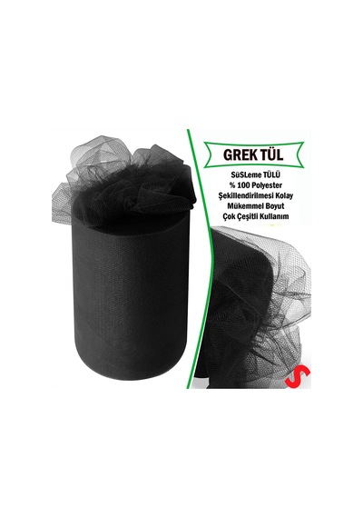 Süsleme Tülü Grek Tül, 2 Mt En X 1 Mt Uzunluk - Siyah 0-99