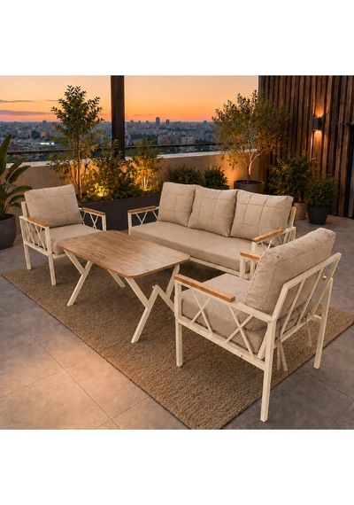 Miray Krem Metal 311 Masalı Cappuccino Balkon Bahçe Oturma Grubu Minderli Metal Bahçe Mobilyası Takımı Miray Krem Metal 311 Masalı Cappuccino Balkon Bahçe Oturma Grubu Minderli Metal Bahçe Mobilyası Takımı