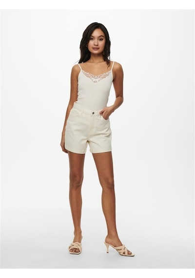 Only Kadın Onlvega Krem Kot Şort Mom Shorts - 15230571 001