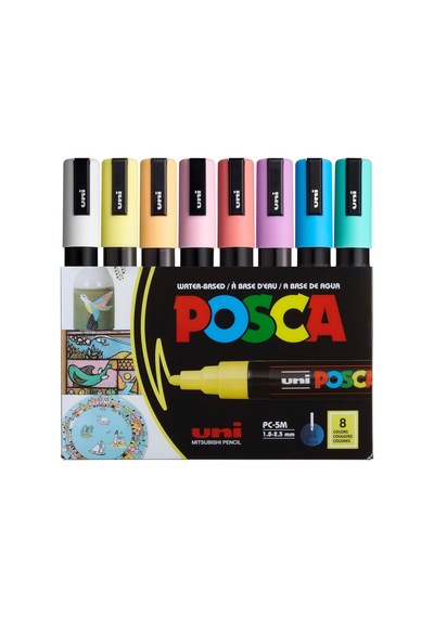 Uni Poster Markörü Posca Set Pc-5m/8c Sc Soft Renk 8 Li