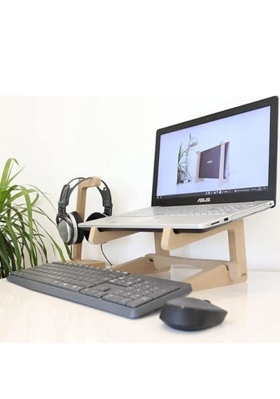 Ahşap Laptop Standı - 13" - 14" Boyutlarındaki Laptoplar Ile Uyumlu - Laptop Yükseltici