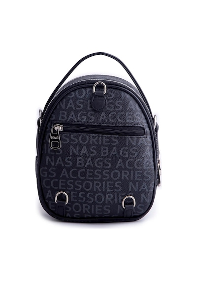 Nas Bag Mini Kadın Sırt ,el Ve Omuz Çantası Dönüştürülebilir Tasarım Siyah Yazılı En:17cm Boy :22cm Çok Renkli