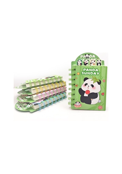 Sevimli Panda Ayraçlı Mini Not Defteri 9x14,5 Cm - Süslü Panda