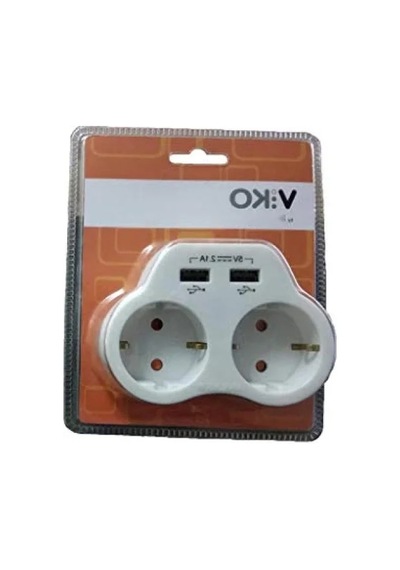 İkili Topraklı Priz - Usb Çıkışlı, 2a, Beyaz 000543