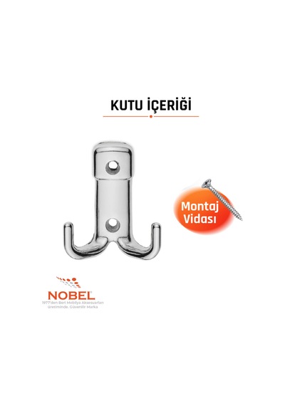 Kare Askı, Metal Vestiyer Askısı, 34 Gr, Dolap Ve Duvar Askılığı, Krom Vidalı