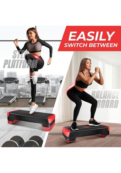 2'si 1 Arada Ayarlanabilir Aerobik Adım Platformu Fitness Egzersiz Stepper, Ekstra Yarım Yuvarlak Bacaklı, Ev Egzersi