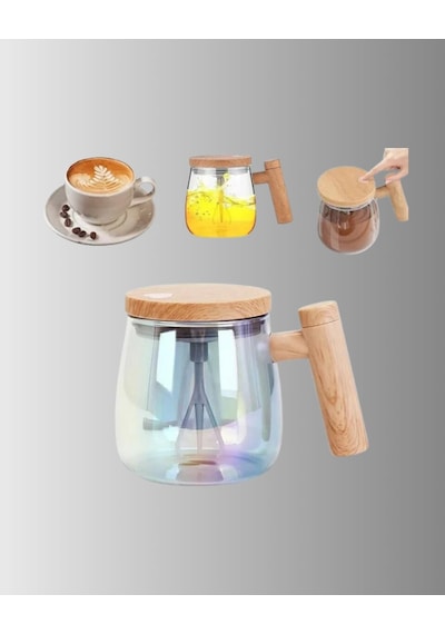 Isıtıcılı Manyetik Karıştırıcı Kupa 400 Ml C Tipi Şarjlı Akıllı Tasarım Ahşap