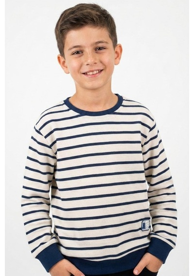 Breeze Erkek Çocuk Sweatshirt Arma Detaylı 4-10 Yaş, Beyaz