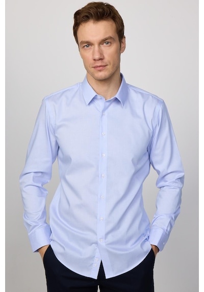 Tudors Slim Fit Non-ıron Ütü Gerektirmez Mavi Erkek Gömlek-30454-mavi Mavi