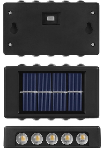 Solar Güneş Enerjili Çift Taraflı 6 Ledli Aplik Duvar Monteli Lamba 2 Adet